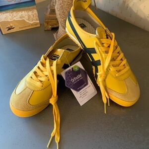 Onitsuka Tiger by Asics, NEW WITH TAGS, YELLOW with BLACK stripes, a unisex shoe